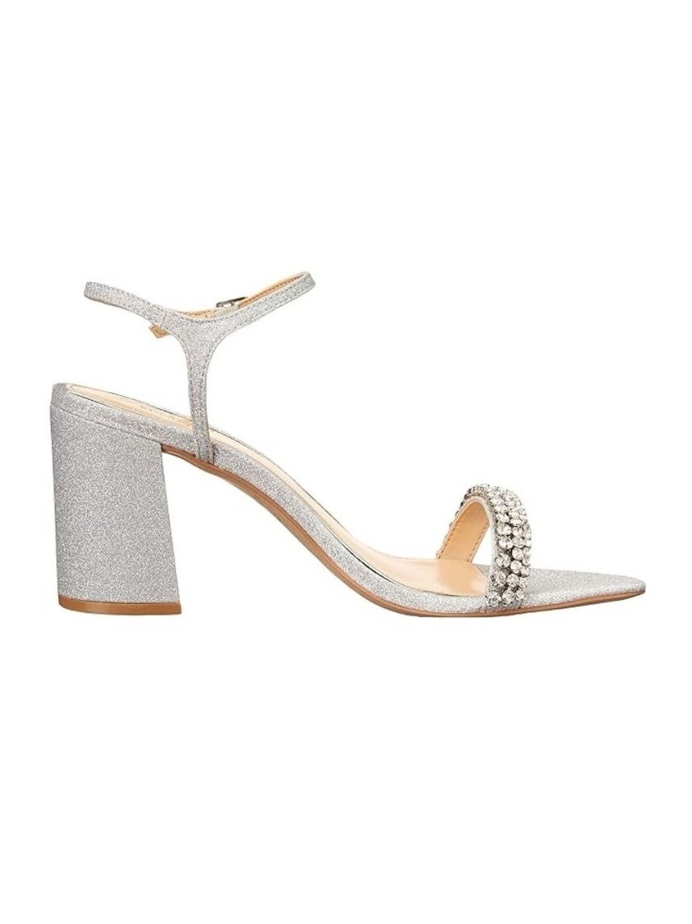 Jewel Badgley Mischka Lori Silver Block
Heel Size 8 Glitter, Faceted Stones Box